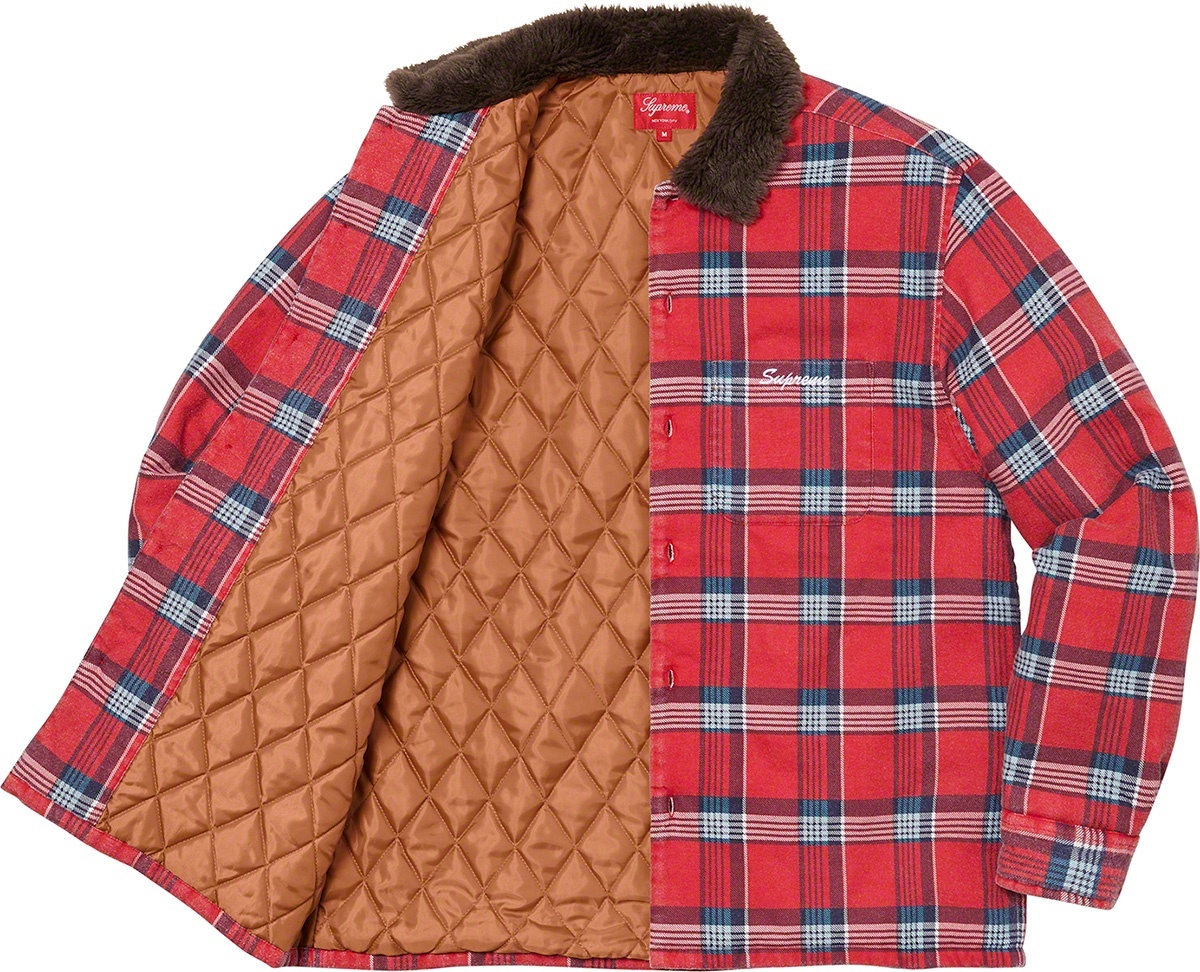 Faux Fur Collar Flannel Shirt view 6